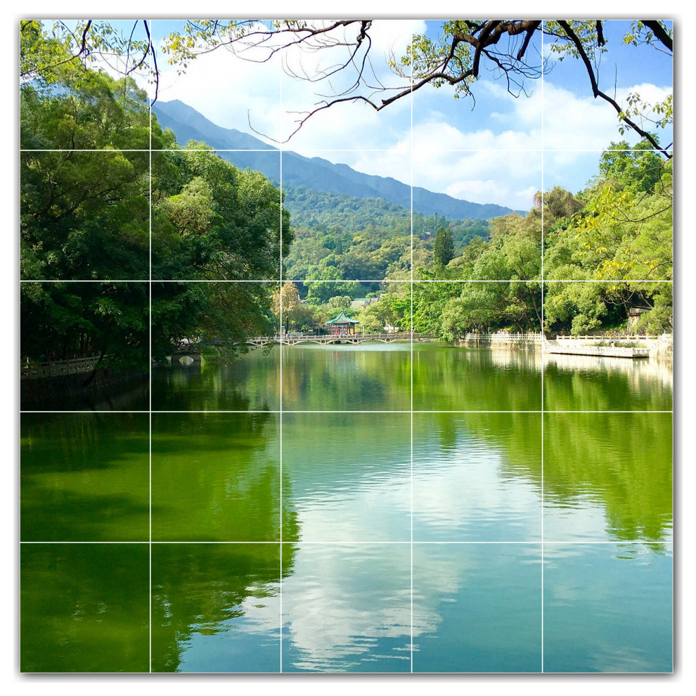 River Ceramic Tile Wall Mural HZ500914, 30" Wide x 30" High