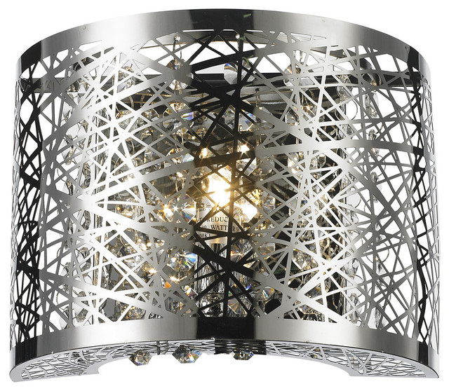 Modern 1 Light Led Wall Sconce Chrome Finish Clear Crystal Modern 1 Light Led Wall Sconce Chrome Finish Clear Crystal