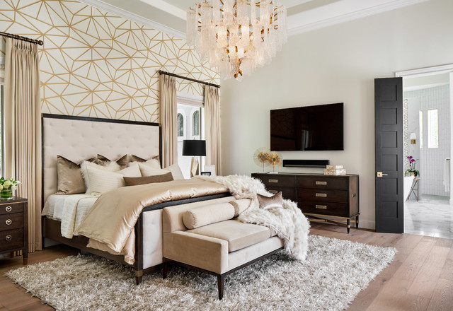 Gold and White Wallpaper Feature Wall