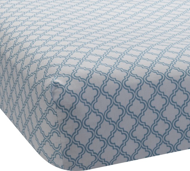 Ryan Collection Fitted Crib Sheet Lattice Teal By Lambs Ivy