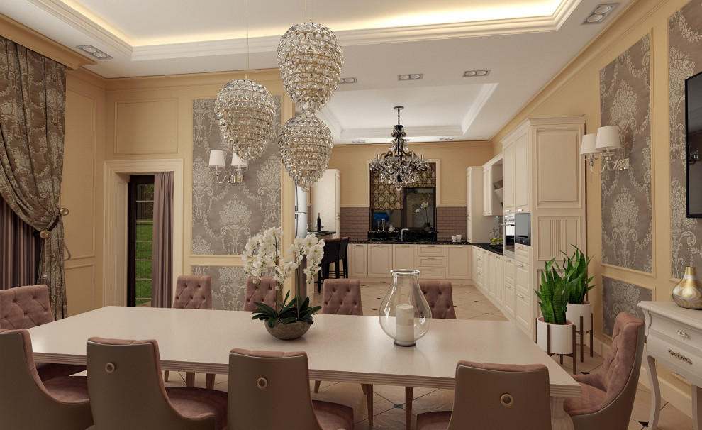 Дизайн интерьера кухни-столовой в частном доме в Ростовской области