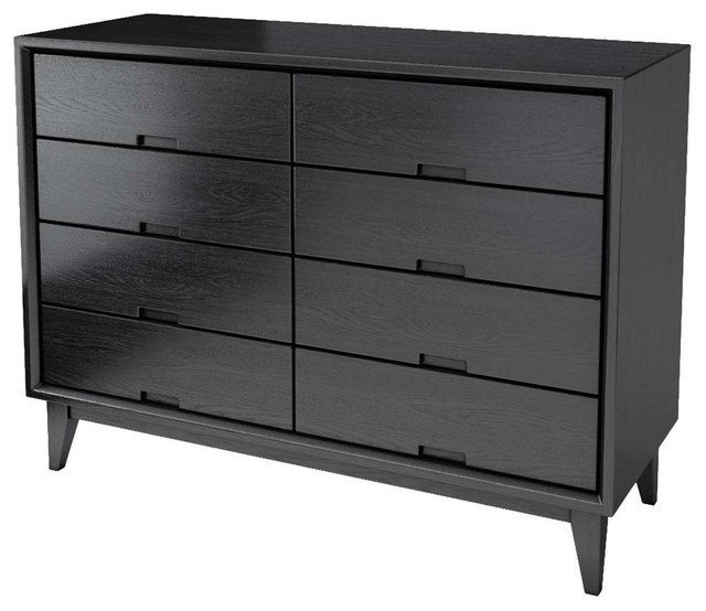Modern Simplicity Solid Wood Black Bedroom Dresser With 8 Drawers Transitional Dressers By Sierra Living Concepts