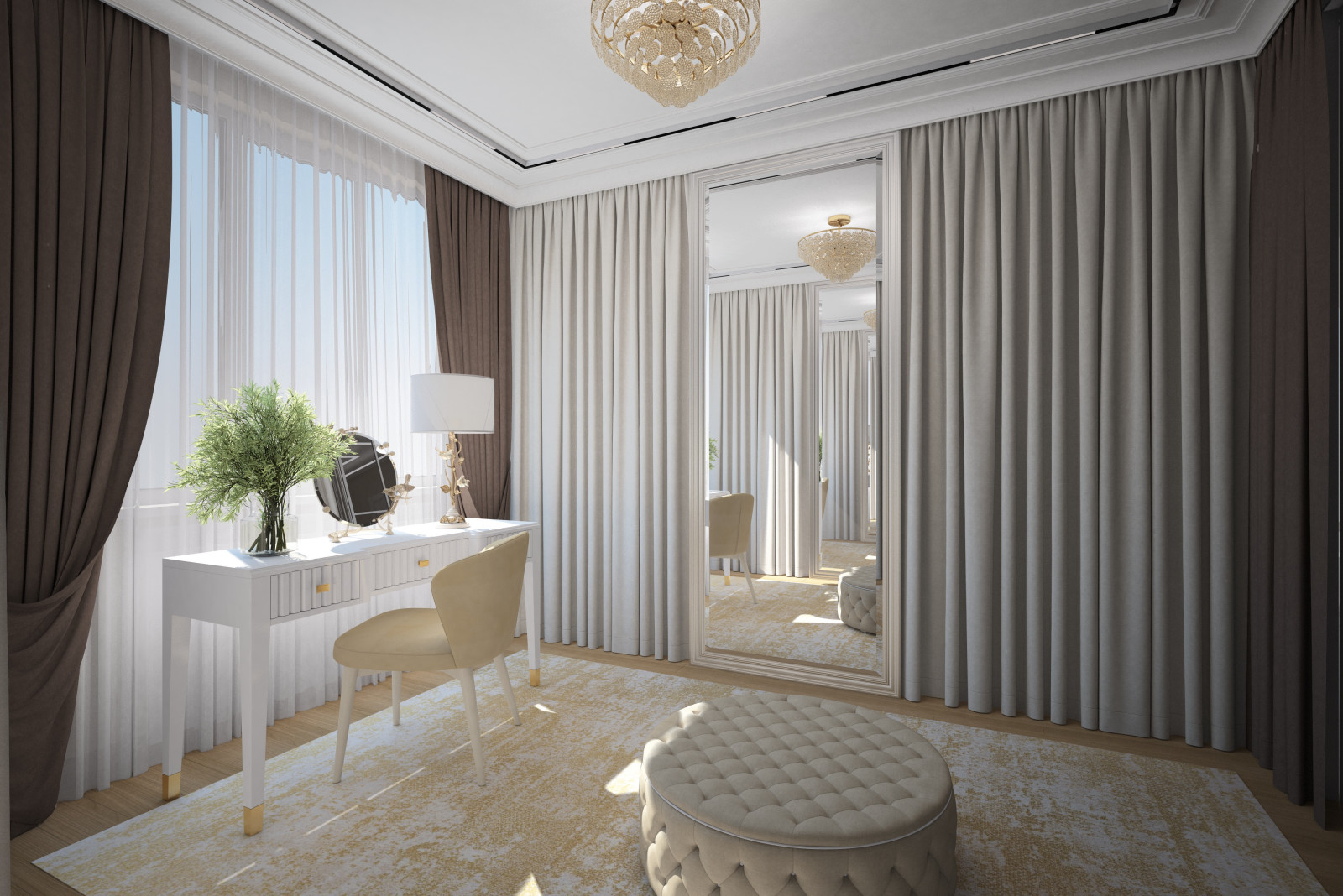 Гардеробная. Квартира в многоэтажном доме 160м2. 2 Варианта.