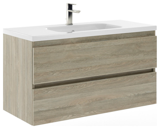 Seattle Bathroom Vanity With Ceramic Sink, 40" Contemporary Bathroom Vanities And Sink