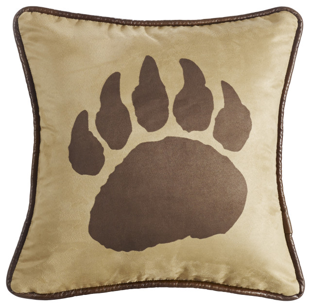Faux Suede Bear Claw Pillow, reverse faux leather, 18x18