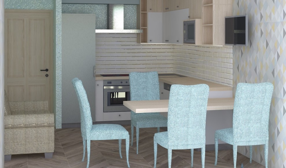 Кухня цвета неба