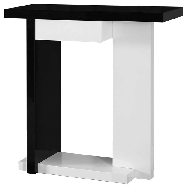 Accent Table 32 L Glossy White Black Hall Console Accent Table 32 L Glossy White Black Hall Console