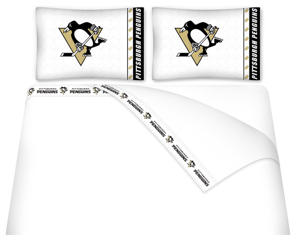 NHL Pittsburgh Penguins Hockey Queen Bed Sheet Set