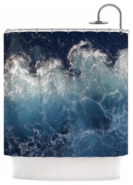 Kess Inhouse Suzanne Carter Sea Spray Navy Ocean Shower Curtain