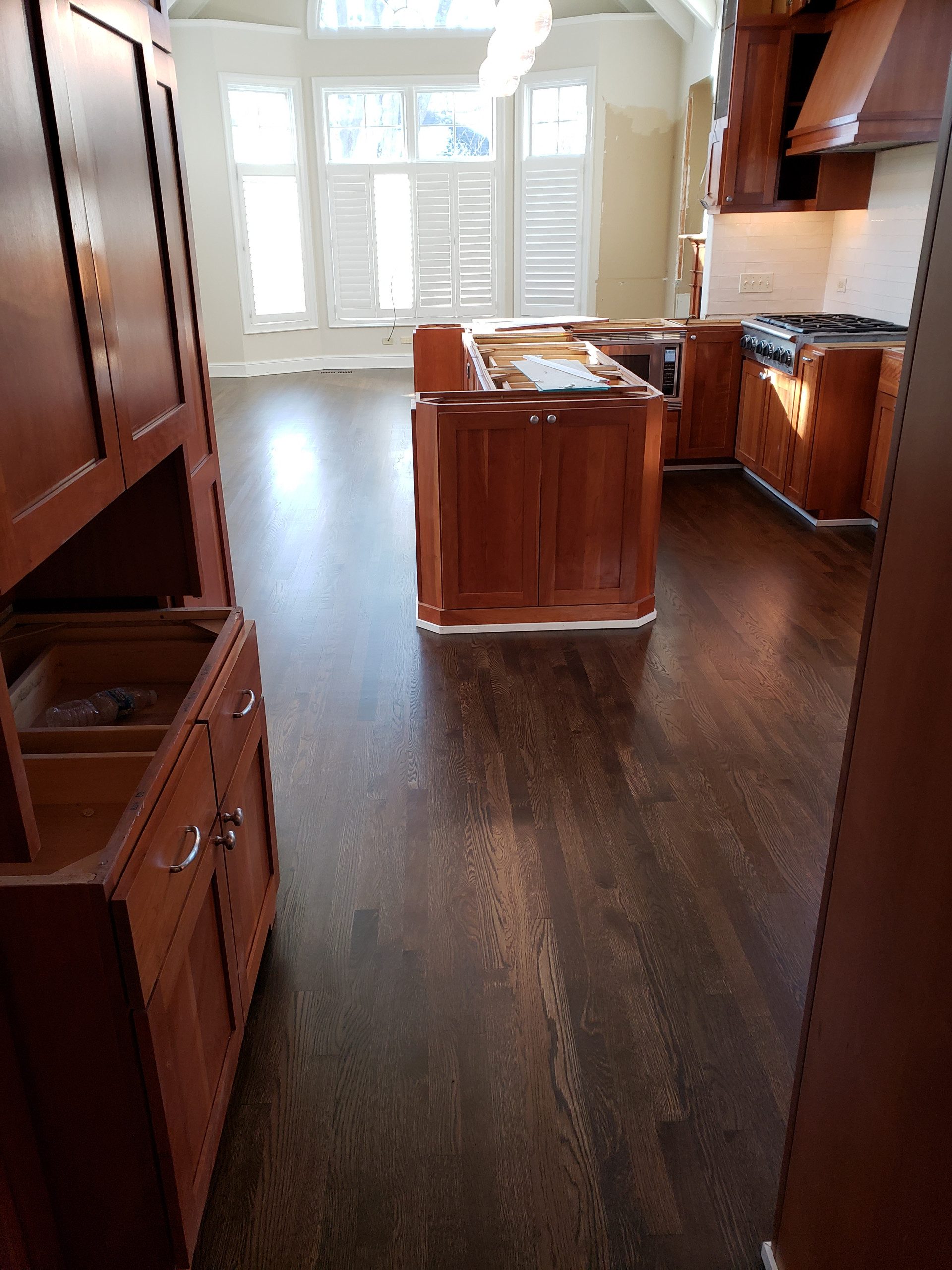 Glencoe 2 and 1/4 white oak new and old Dark Walnut stain Bona Traffic HD satin