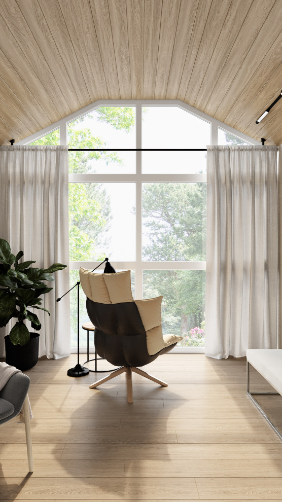 Барнхауз с мансардными окнами в серых оттенках