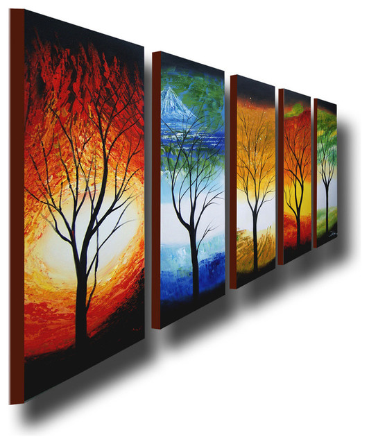 "Color Forest"Modern Tree Canvas Art, 60"x28"