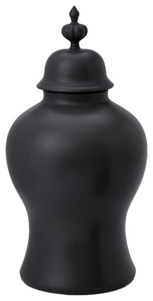 Colonial Williamsburg Black Ginger Jar, Urn Flame Lid 26"