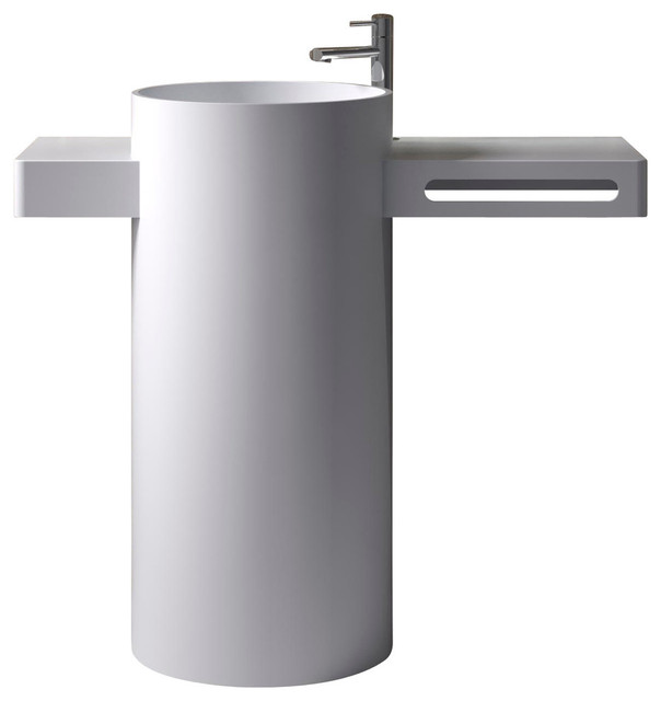 Adm Curved Freestanding Pedestal Sink White 40 Bathroom Sinks Adm Curved Freestanding Pedestal Sink Matte White 40