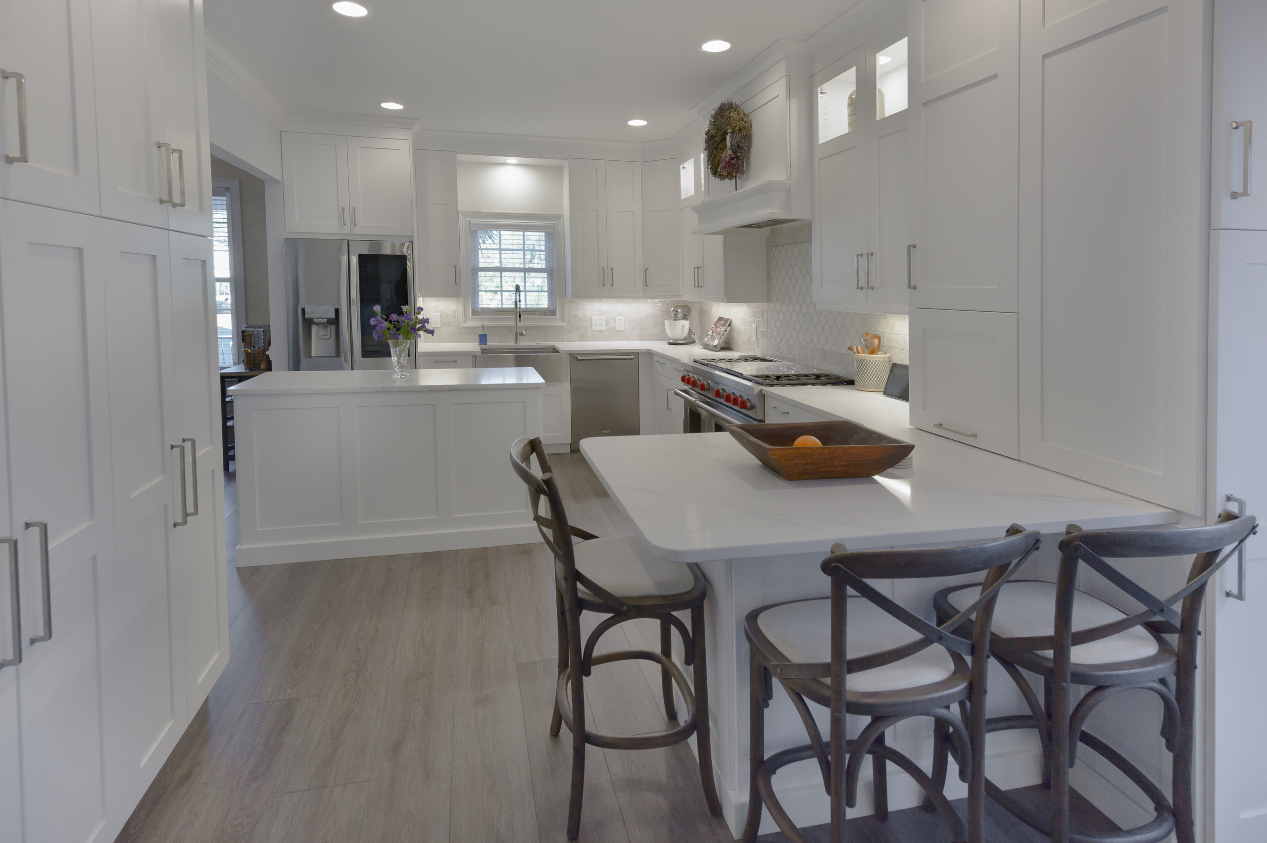 Pawley's Island simple wihite kitchen, laundry room, bathroom, and closet