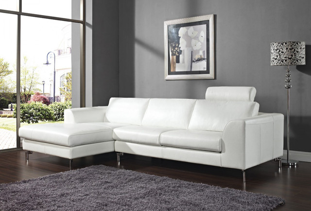 Angela White Sectional With Left Side Chaise Modern New York Angela White Sectional With Left Side