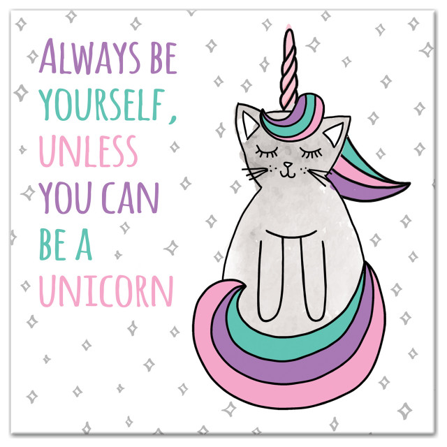 Be a Unicorn Cat 12x12 Canvas Wall Art