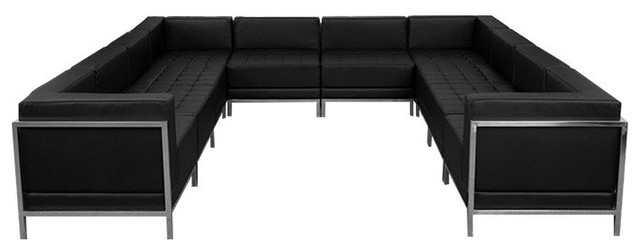 Hercules Imagination Series Black Leather U Shape Sectional 10 Hercules Imagination Series Black Leather U Shape Sectional 10 Pieces