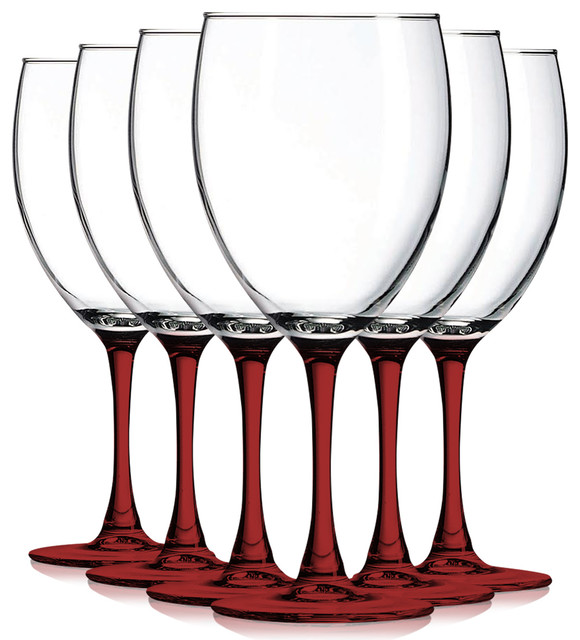 Nuance 10 oz Accent Stem Wine Glasses - , Bottom Red