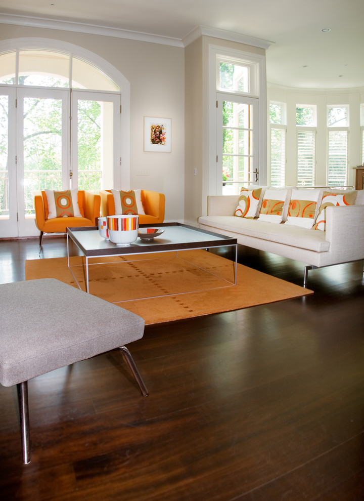 This is an example of a contemporary family room in DC Metro.