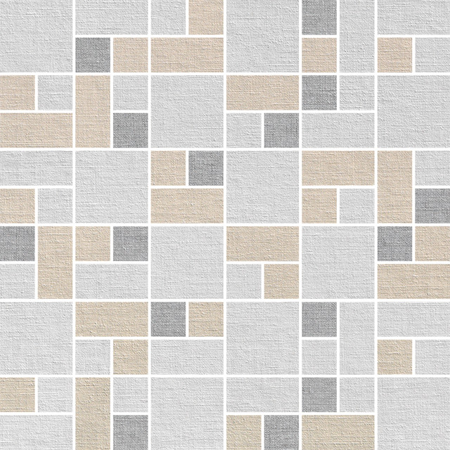 Rhyme Soprano Roman Porcelain Tile Mosaic Ivory Staccato, Almond Note & Silver M