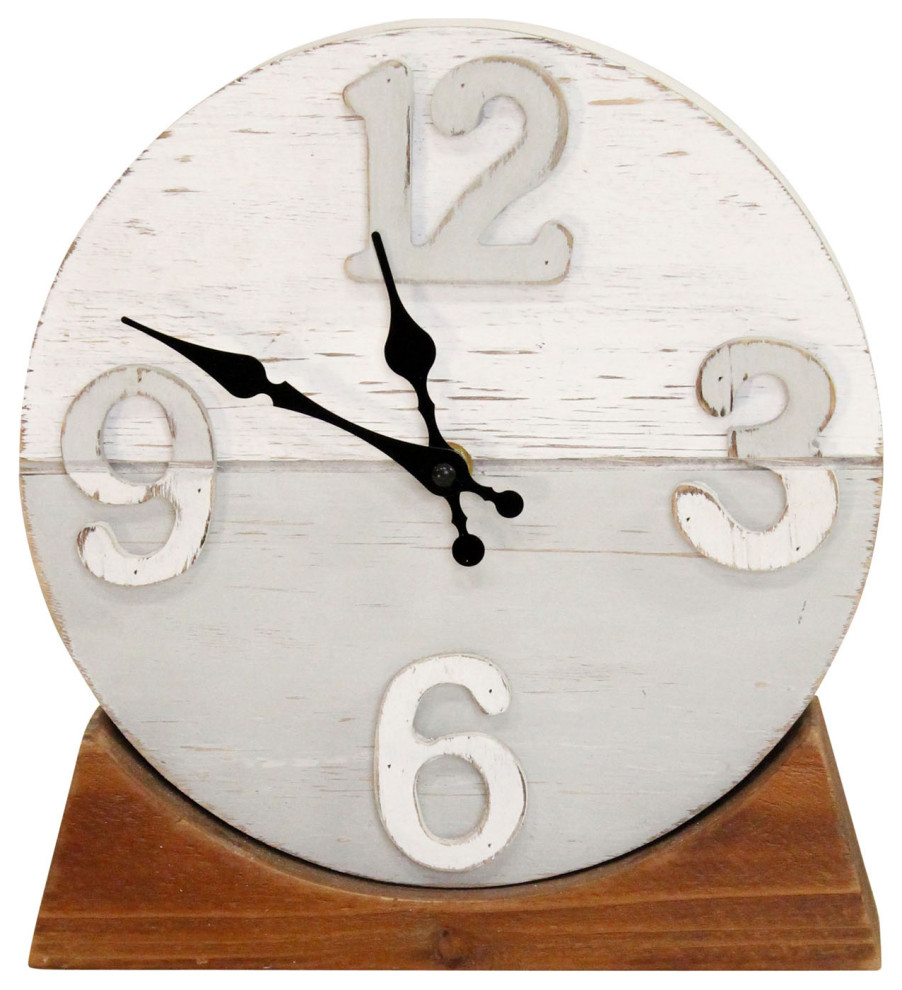 Stratton Home Decor Derrick Two Tone Wood Table clock Multi Beach
