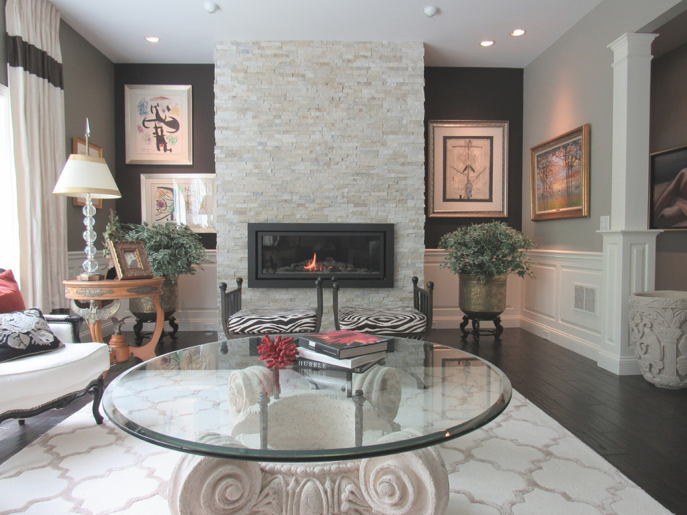 Example of a transitional home design design in Boston