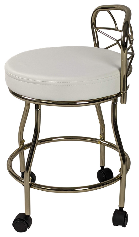 Diana XBack Vanity Bench with Casters, Gold Contemporary Vanity Stools And Benches by