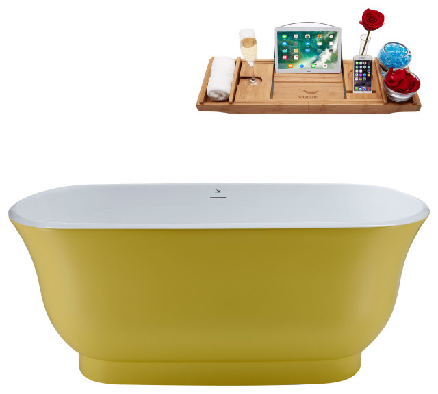 59" Streamline N671GLD Freestanding Tub And Tray With Internal Drain ...