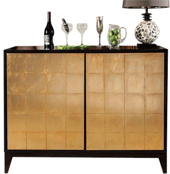 Bar Port Eliot Italian MidCentury Modern Gold Leaf Black