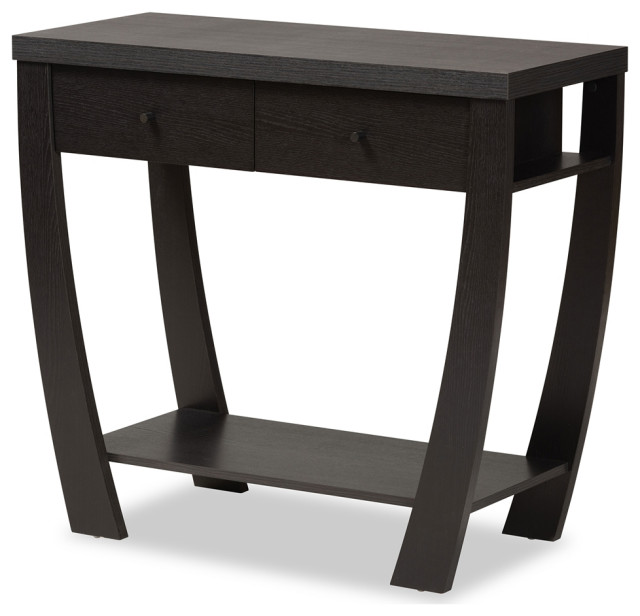 Modern Contemporary Dark Brown Finished Wood 2-Drawer Console Table - Transitional - Console ...