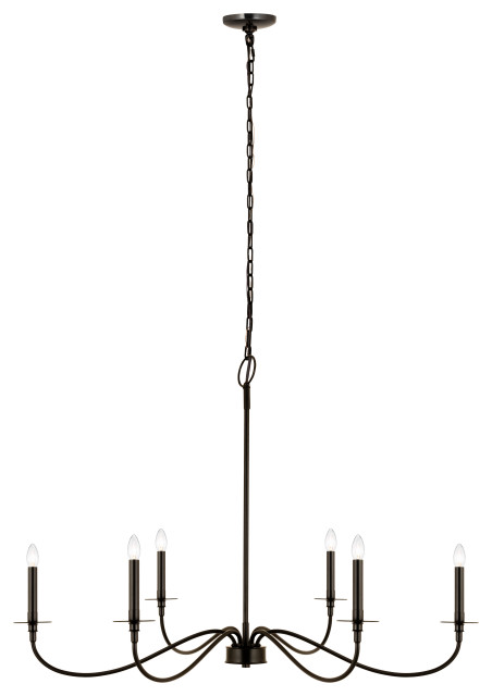 Z-Lite 6 Light Chandelier, Matte Black, 2301-42MB - Transitional ...