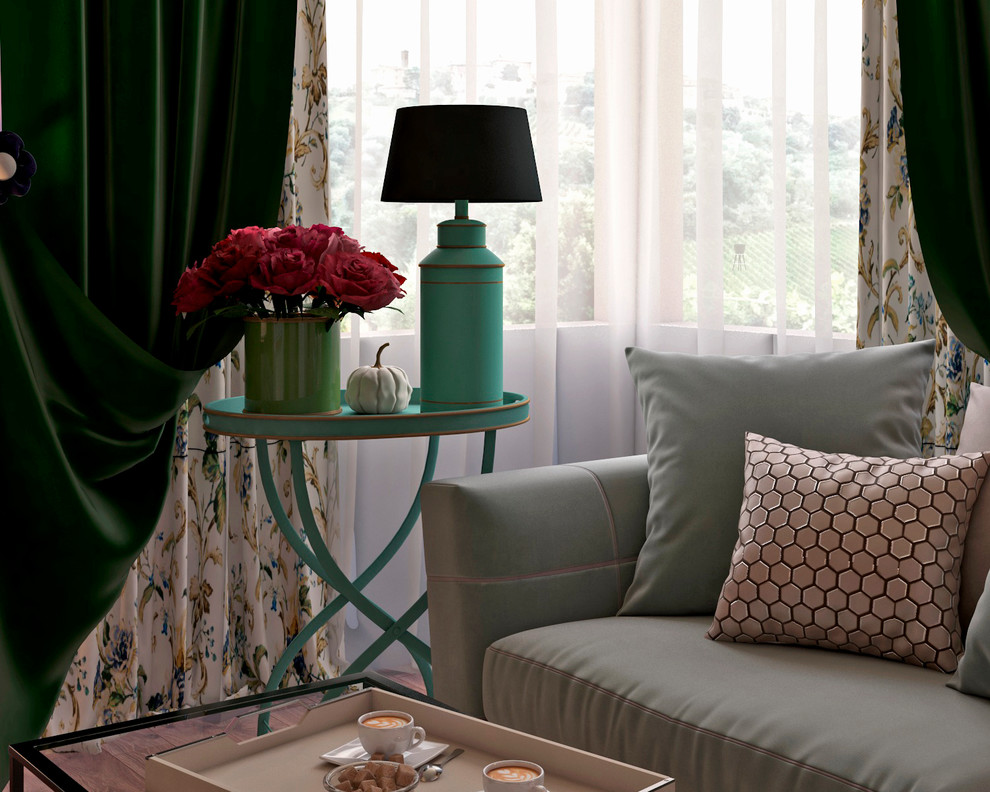 Кухня-гостиная в стиле фьюжн ЖК "Московские водники"