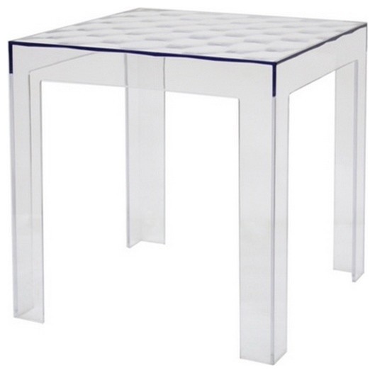 Mirrored End Table, Mirror Side Table with Crystal Inlay Contemporary