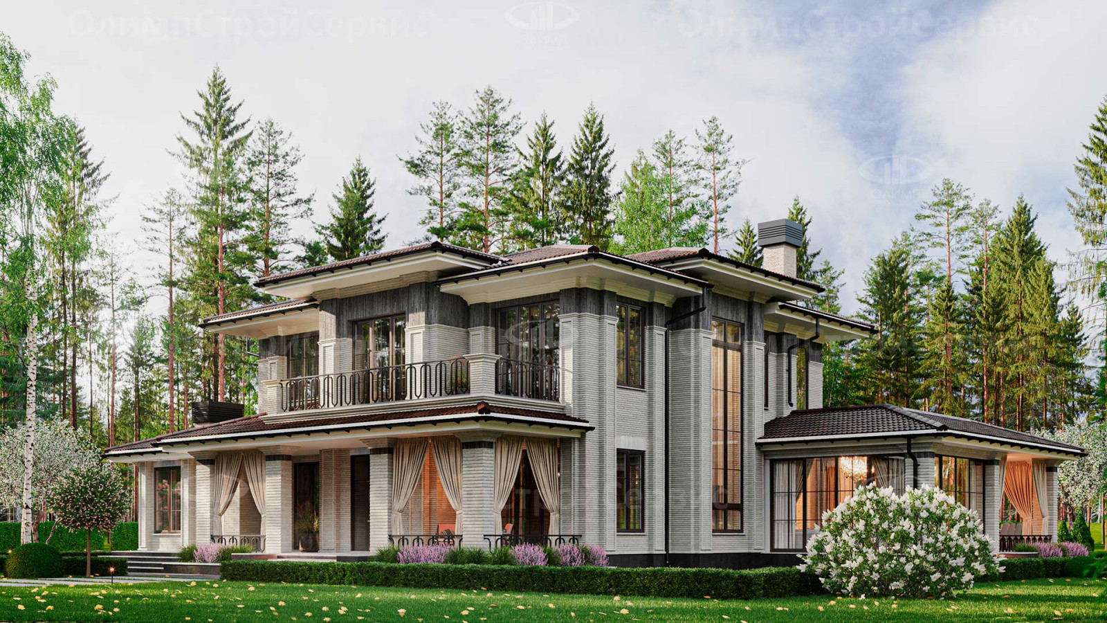 Двухэтажный дом «Трейси» в современном стиле с патио