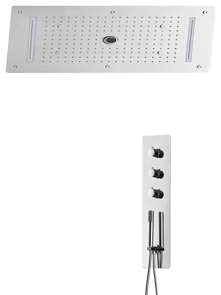 5-Function Shower Set, Thermostatic Mixer, LED Ceiling Shower Head -  Contemporary - Showerheads And Body Sprays - by Fontana Showers | Houzz