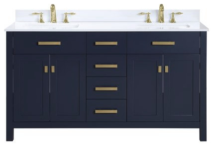 60 Navy Blue Bathroom Double Vanity, Mirror For 60 Inch Double Vanity With Sink On Top