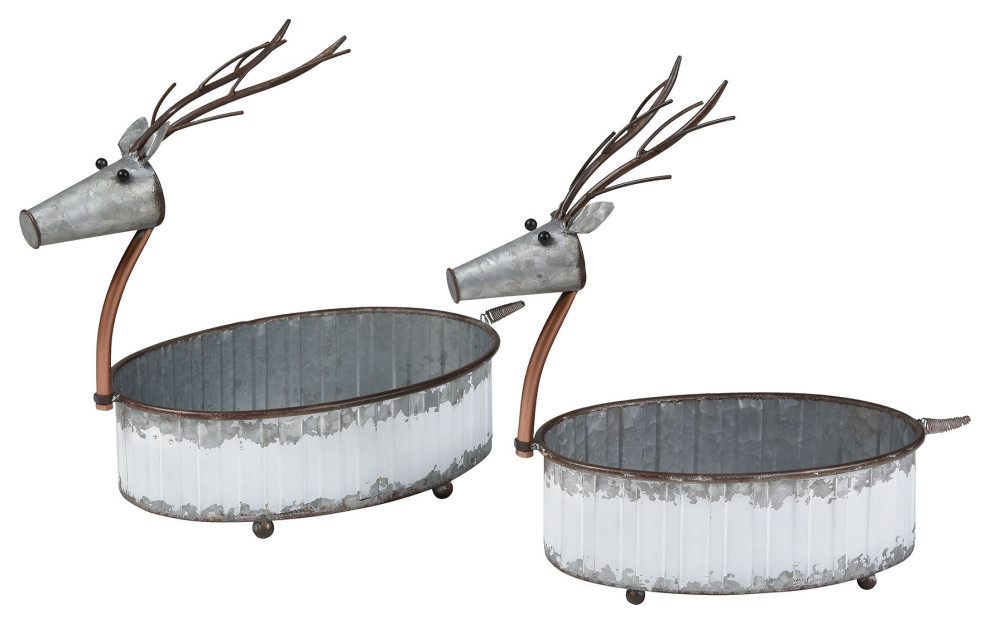ELK Lifestyle 201080 Winterbrigde Reindeer Pots, 2-Piece Set