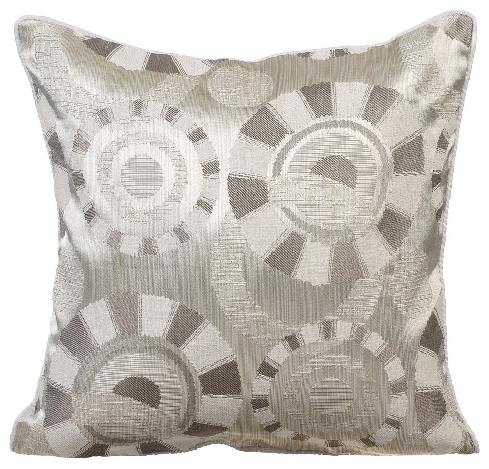 Ivory Decorative Pillow Covers 24"x24" Silk, Ivory Circles
