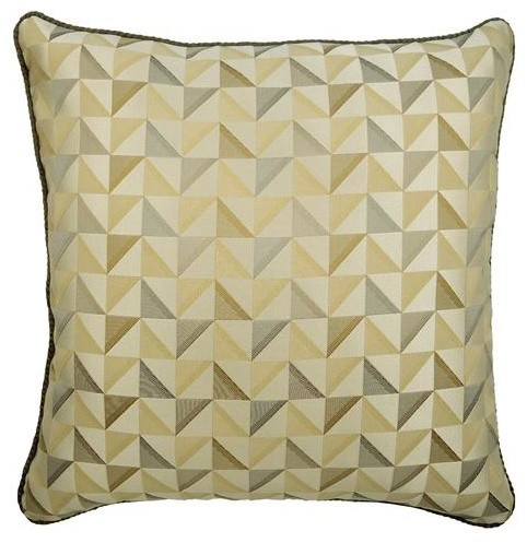 Beige Decorative Pillow Cover, Silk Jacquard 14"x14" Silk, Beige Moire Effects