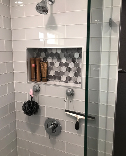 Glass Porcelain Shower Tiles / Deco Niche Midcentury Bathroom