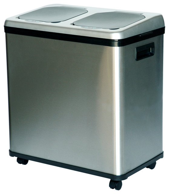 Itouchless 16 Gallon Dual Compartment Stainless Steel Sensor