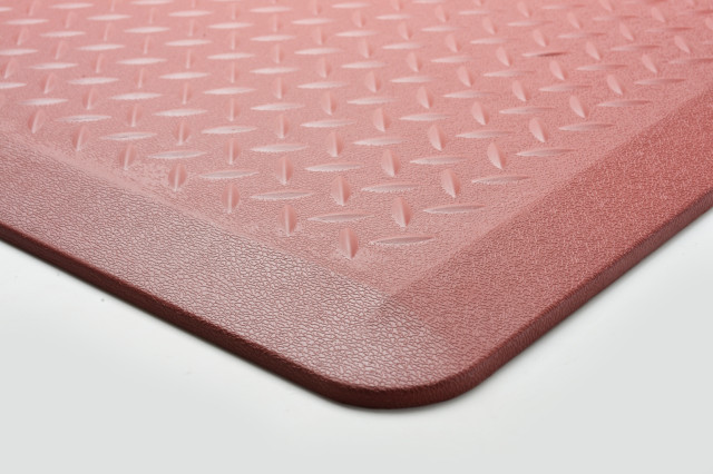 Anti-Fatigue Floor Mat, Tread Plate Pattern 24"x36"x2/3", Marsala, Set of 1
