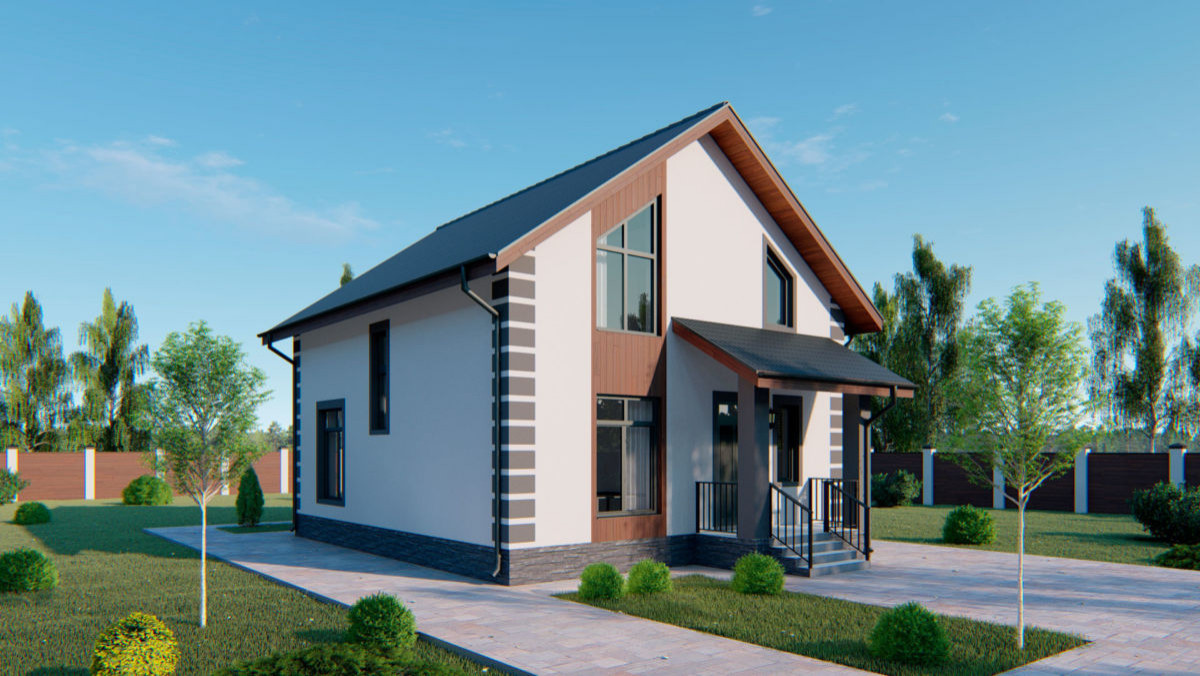 Проект мансардного дома из газобетона, 138 кв.м.