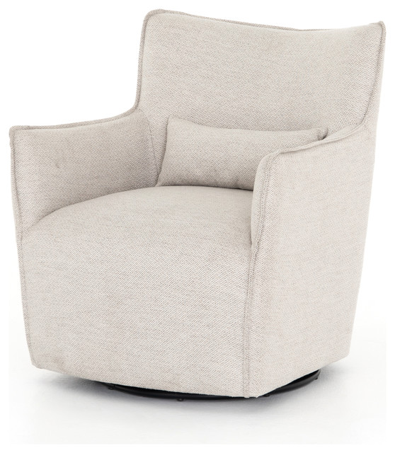 34" Tall Azelio Swivel Chair Noble Platinum Metal Framing Lumbar
