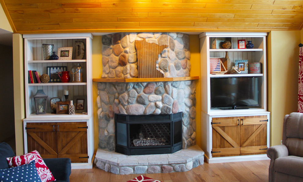 AFTER PHOTO Great Room Lake Home Rustic Minneapolis by A&W