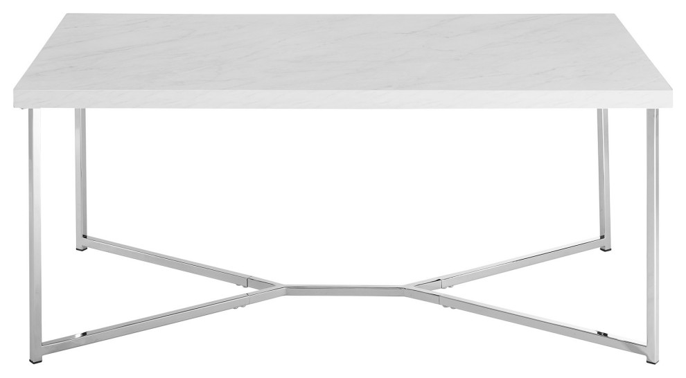 Unique Coffee Table, Geometric Base & Rectangular Top Transitional
