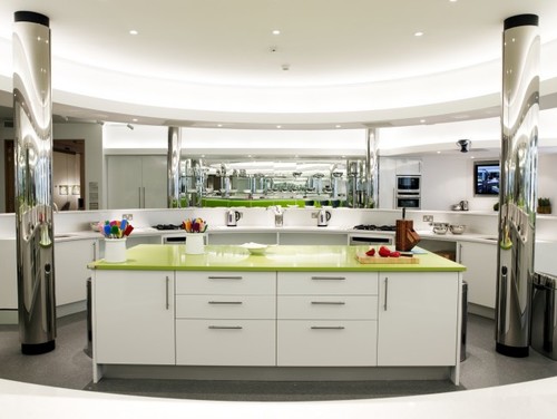 This modern kitchen features Silestone Quartz in Green Fun