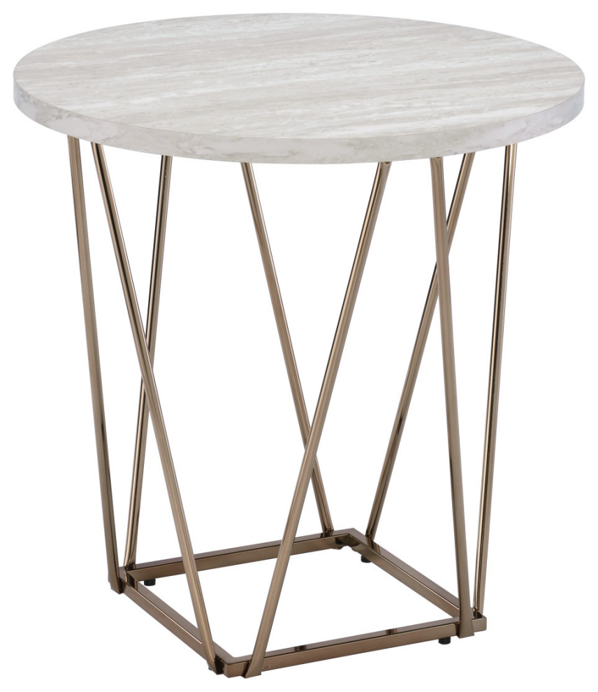 Rowyn Faux Marble Top End Table Contemporary Side Tables And End Tables by Steve Silver