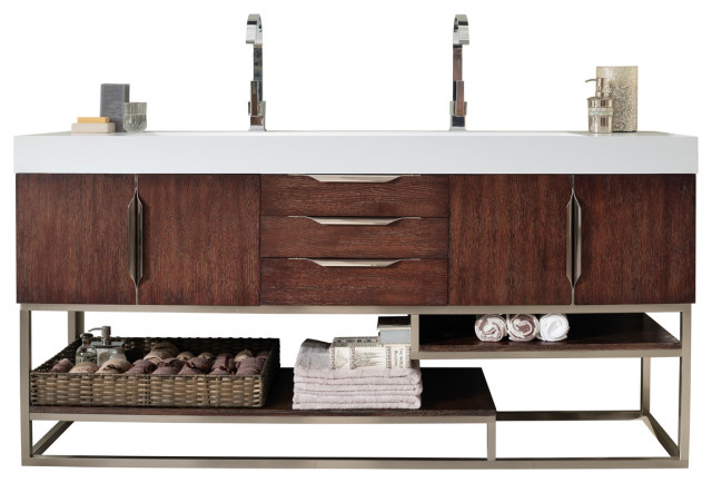 Columbia 72" Double Vanity, Coffee Oak - Transitional - Bathroom ...